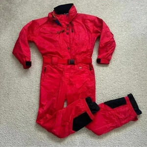 Obermeyer Vintage Tanyosho Ski Snowboarding Snow Suit Red Women Sz 12 Zip Buckle